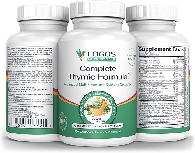 Complete Thymic Formula™ Comprehensive Multivitamin &amp Multimineral with Thymus Glandular Extracts (180 Count (Pack of 1)