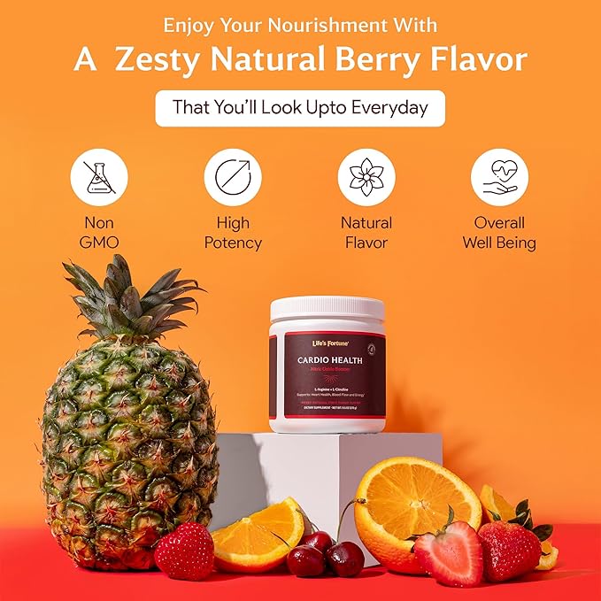 Life's Fortune 5000mg L- Arginine Supplement Powder &amp 1000mg L-Citrulline High Potency Nitric Oxide Health Booster Endurance Workout Performance Natural Fruit Punch Flavor (20 Servings)