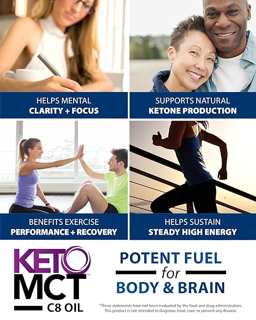 LifeSense C8 MCT Oil Keto-Friendly Sourced from Coconut Oil Clinically Proven to Increase Ketone Production Optimal Fuel for the Brain and Body Made in USA by PhD Nutrition 32 oz