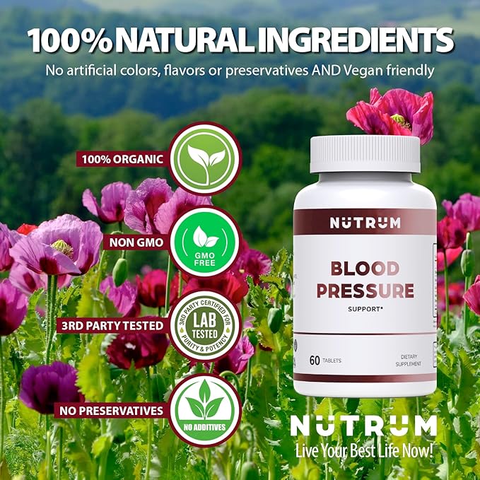 Blood Pressure Support – Premium Heart &amp Circulation Formula - Third Party Tested Non-GMO Made in USA