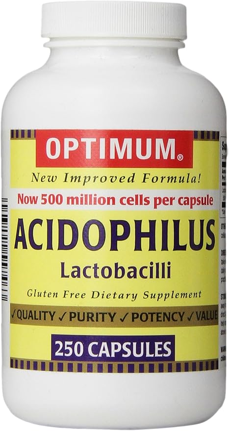 Optimum Acidophilus Lactobacilli Capsules 250 Count