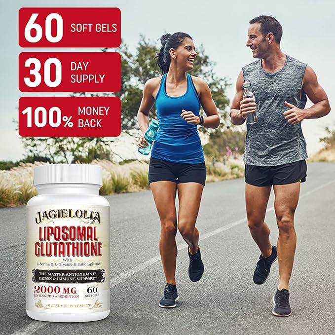 Liposomal Glutathione 2000 mg with L-Serine L-Glycine &amp Sulforaphane – Active L-Glutathione Unique Formulation to Enhance Absorption - Master Antioxidant Detoxifying &amp Immune | 60 Softgels