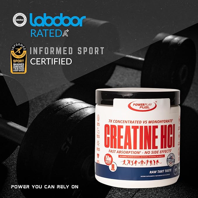 CREATINE HCl Powder for Men and Women Muscle Strength Brain Performance Heart Health &amp Immune Support - Raw Tart Taste 90 Servings