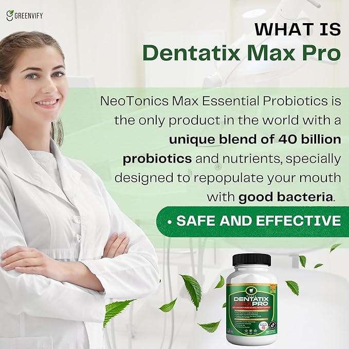 Dentatix Max Pro for Gums and Teeth Health &amp Fresh Breath - 40 Billion CFU Advanced Oral Probiotics for Mouth Bad Breath Capsule Supplement (7)