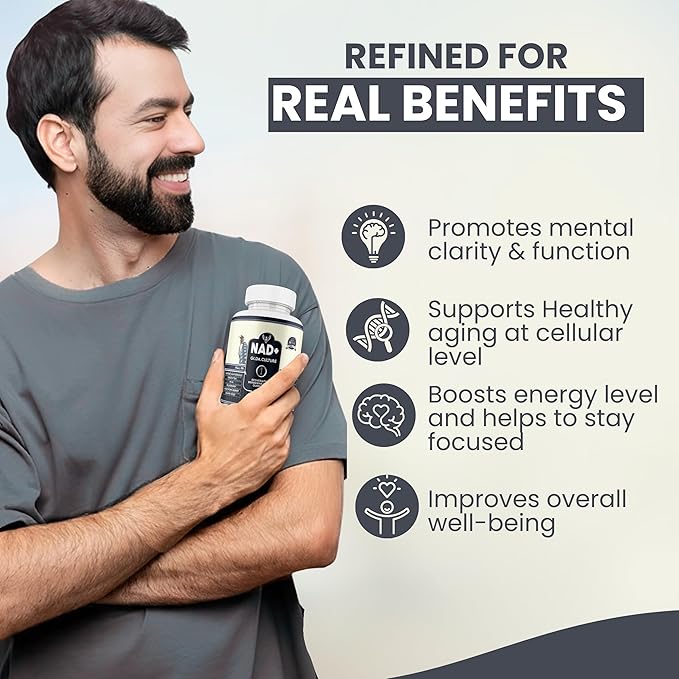 NAD+ Resveratrol Supplement for Energy Cellular Health &amp Healthy Aging – High Potency NAD Plus Capsules for Men &amp Women – Antioxidant Support (60 Count (Pack of 1))
