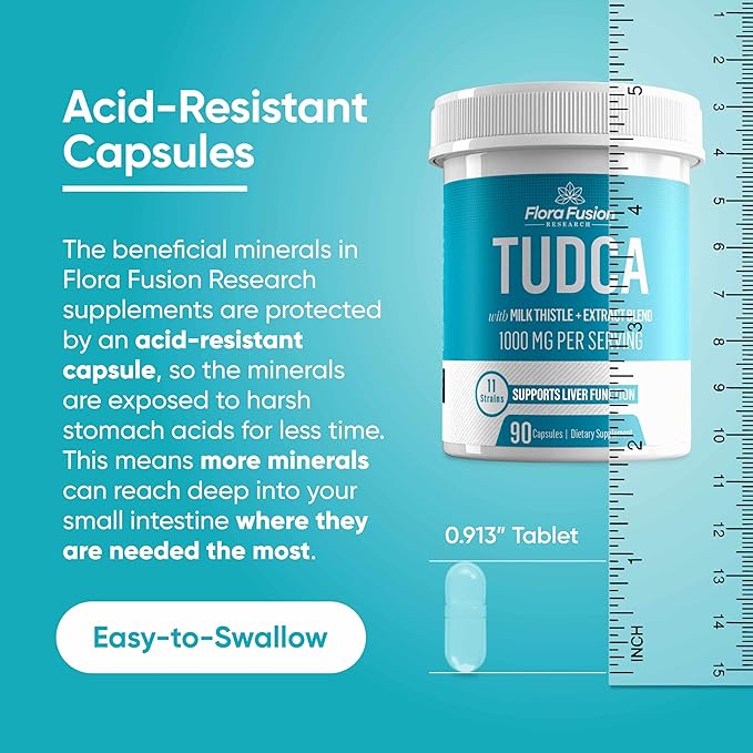 Flora Fusion Dr. Miller's TUDCA with Milk Thistle Extract 1000mg per Serving Liver and Gallbladder Cleanse Supplement Supports Liver Function 90 Capsules (45-Day Supply)