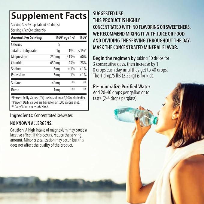 Liquid Mineral Drops – Ionic Mineral Supplement | Full Spectrum Minerals | Magnesium Chloride Potassium | Low Sodium | Supports Daily Hydration &amp Electrolyte Balance | 96-Day Supply