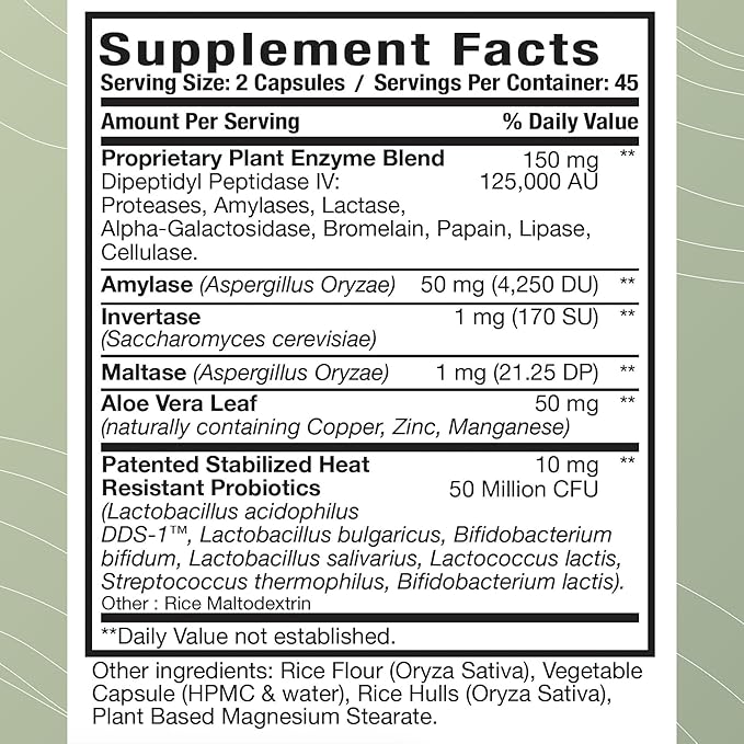 Optimal Health Systems Digest-A-Meal | Gut Health Enzyme &amp Probiotic | Bloating Acid Reflux &amp Indigestion Relief + Aloe Vera Leaf | Digestion Supplement | 90 Capsules