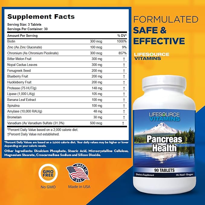 LifeSource Vitamins Pancreas Health-18 All Natural Synergistic Ingredients for Pancreas Health &amp Support