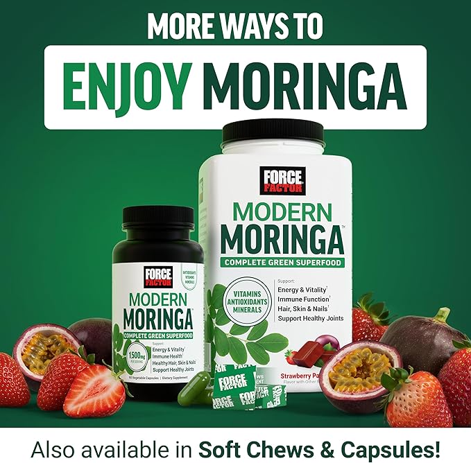Force Factor Modern Moringa Powder to Support Energy Vitality &amp Immune Health Complete Green Superfood with Antioxidants Naturally Unflavored ~30 Servings