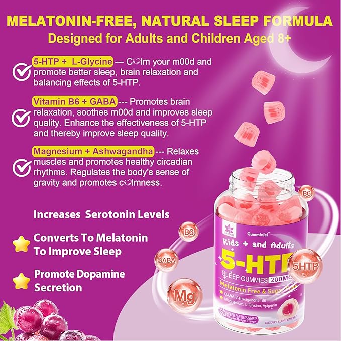 LILICARE 5HTP Gummies for Adults &amp Kids + Collagen Peptides Soft Chews 3000mg for Women &amp Men