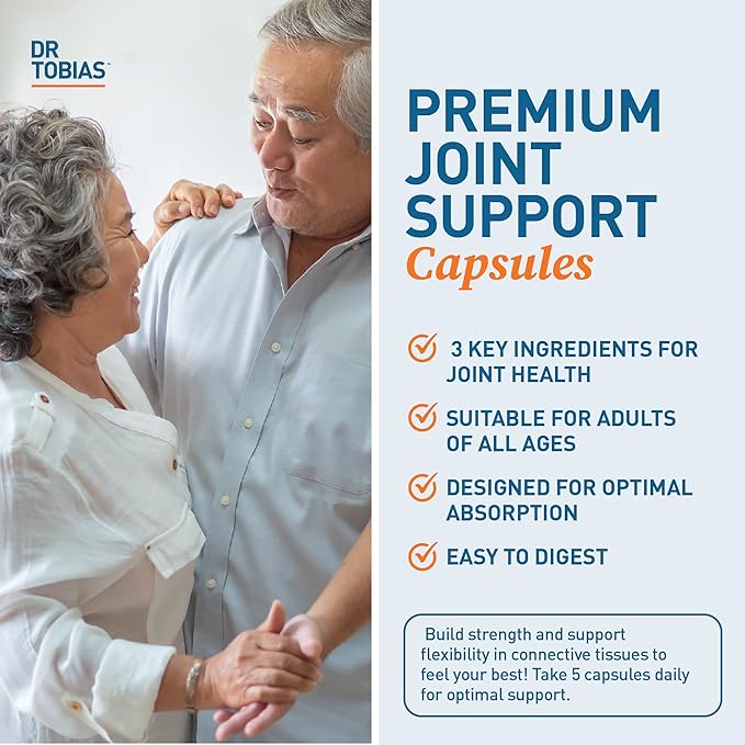 Dr. Tobias Joint Support Supplement with Glucosamine Chondroitin MSM Supports Connective Tissue Function &amp Flexibility Extra Strength Joint Supplements for Men &amp Women 240 Capsules