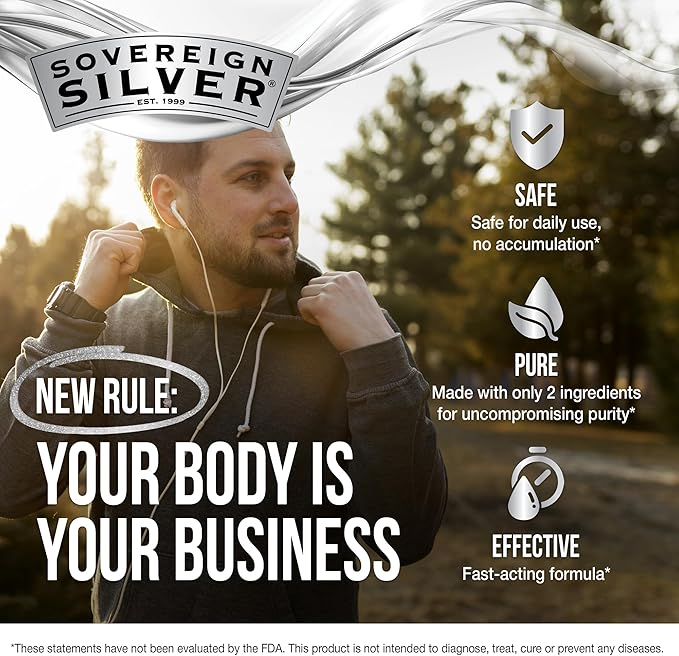 Sovereign Silver Bio-Active Silver Hydrosol for Immune Support - Colloidal Silver Liquid -10 ppm 16oz (473mL) - Value Size