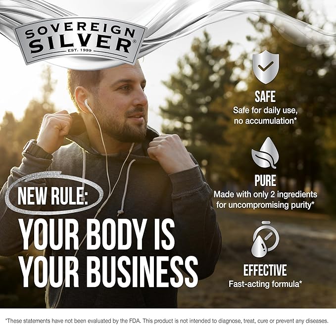 Sovereign Silver Immune Support + Natural Nasal Spray Bundle Colloidal Silver Bio-Active Hydrosol 10 PPM 16 Fl Oz Immune Support &amp 2 Fl Oz Sinus Care Combo Pack