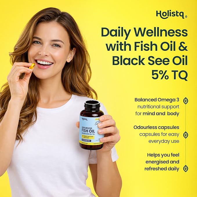 Odorless Fish Oil &amp Black Seed Oil Organic Cold Pressed Capsules with 5% Thymoquinone Nigella Sativa Black Seed Extract and Omega 3 6 9 for Daily Immune Support Non-GMO 120 Softgels