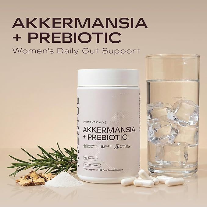 Aventus Women’s Daily Akkermansia + Prebiotic 10 Billion AFU 30 Vegan Capsules Supports Gut Lining Microbiome Balance &amp Digestive Health
