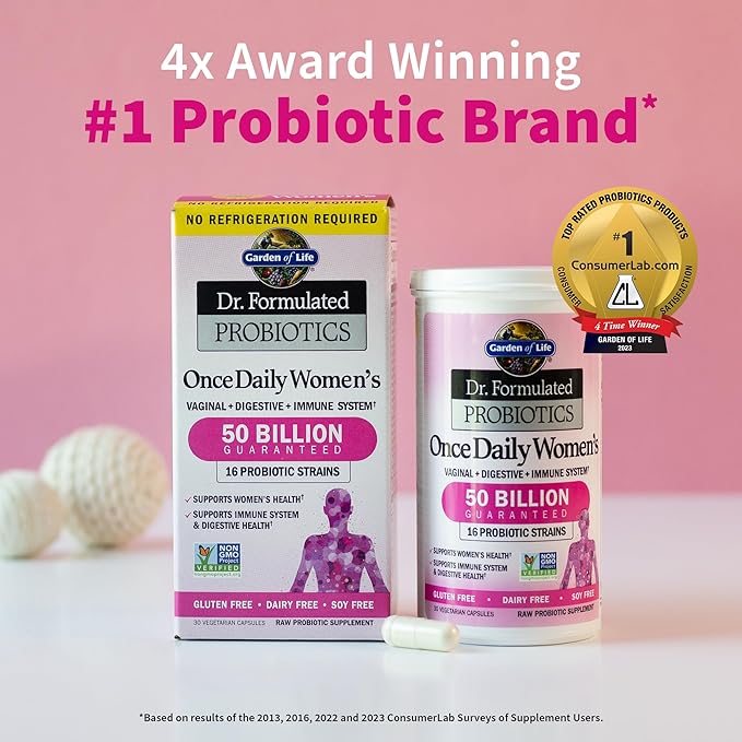 Garden of Life Dr. Formulated Probiotics Platinum Series Restore 200 Billion &amp Dr. Formulated Women's Probiotics Once Daily 16 Strains 50 Billion 30 Capsules