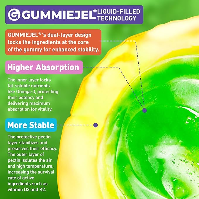 Omega-3 for Kids 4+ Focus DHA Gummies Plus EPA from Algae Vitamin D3 K2 Choline &amp PS for Bone Cognitive &amp Immune Health Zero Sugar Ultra-High DHA Fish Oil Alternative Children Ages 4+ 1