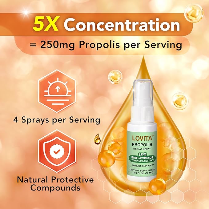 LOVITA Propolis &amp Echinacea Wellness Bundle - 3 Propolis Drops 2 Sprays &amp 1 Echinacea Extract Daily Immune Maintenance (6 Pc Set)