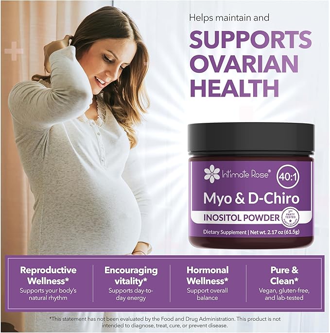 Intimate Rose Inositol Supplement for Women Powder - Myo-inositol &amp D-Chiro Inositol Powder - Hormonal Balance &amp Healthy Ovarian Function Support for Women - Ideal 40:1 Ratio - Made in USA