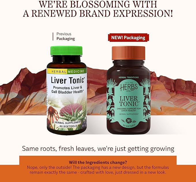 Herbs Etc. Liver Tonic - Gallbladder Health Supplement with Herbal Formula - Aid Overall Liver Health with Milk Thistle Schisandra &amp Oregon Grape - Support a Healthy Liver - 60 Softgels