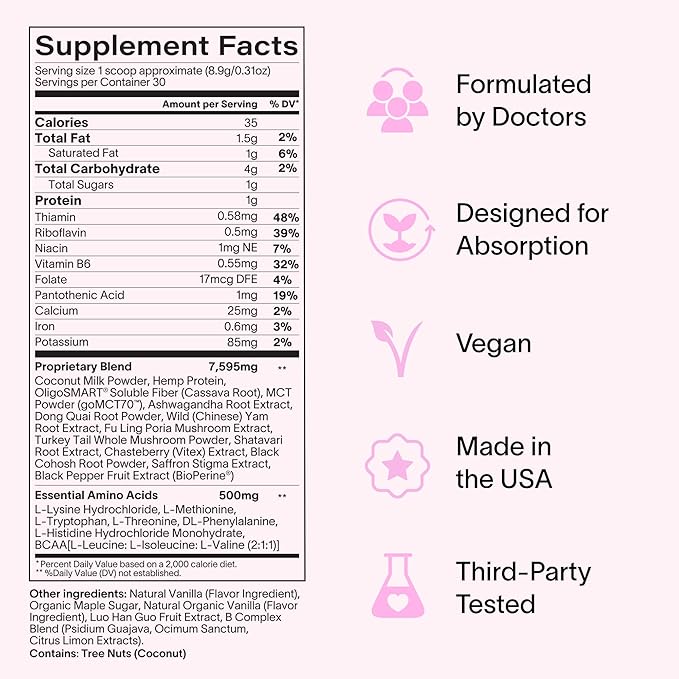 Ladywell Daily Hormone Balance Powder | Natural Cycle Support for Women | Supports Mood Bloating Cramps Skin Health &amp Cravings with Chasteberry B Vitamins Ashwagandha Saffron + | 30 Servings