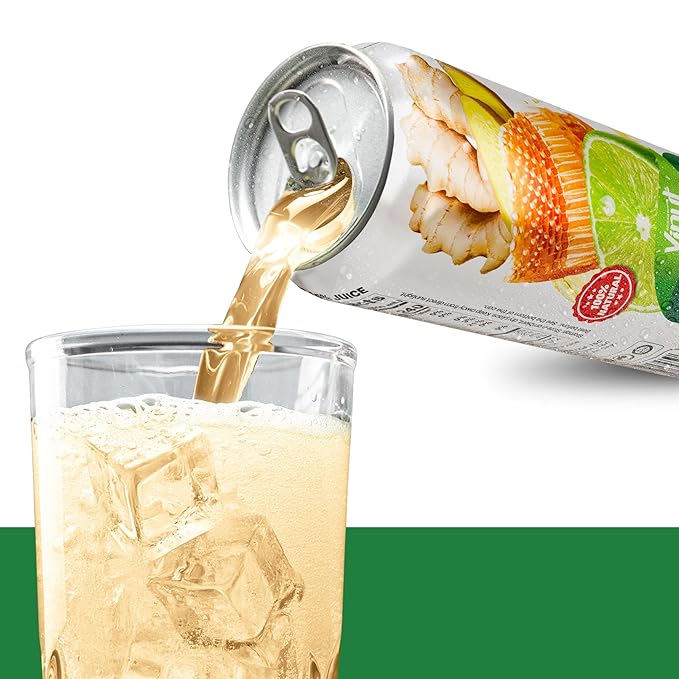 VINUT Ginger Honey &amp Lime Juice 85% Juice No Added Sugar Not From Concentrate 16.9 fl oz (500 mL) Can Pack of 6