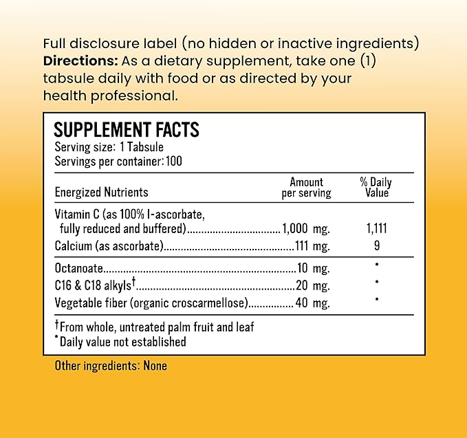 Alkaline for Life Alkalini-C Tabs 1000 mg Buffered L-Ascorbate Vitamin C Corn-Free Gluten-Free Non-GMO Easy-on-Stomach Tabsules Professional Grade 100 Count