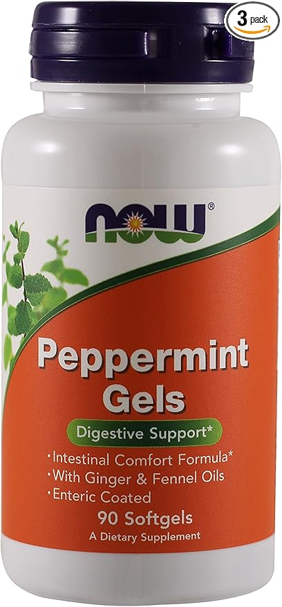 Now Foods Peppermint Gels - 90 softgels (Pack of 3)