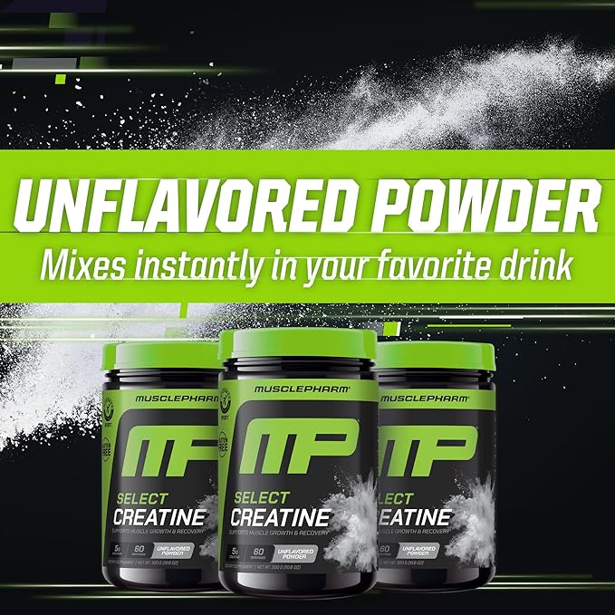 MusclePharm Creatine Monohydrate Powder Pre Workout Muscle Builder &amp Post Workout Muscle Recovery Supplement Ultra-Pure 100% Monohydrate Creatine Powder 60 Servings Unflavored