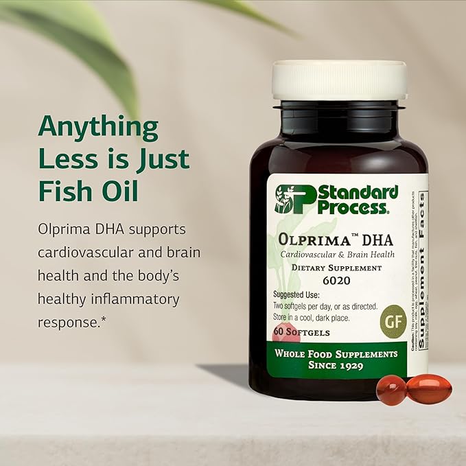 Standard Process Olprima DHA - Omega-3 Supplement for Heart &amp Brain Health - Gluten-Free Non-Dairy &amp Non-Soy - 60 Softgels (30 Servings)