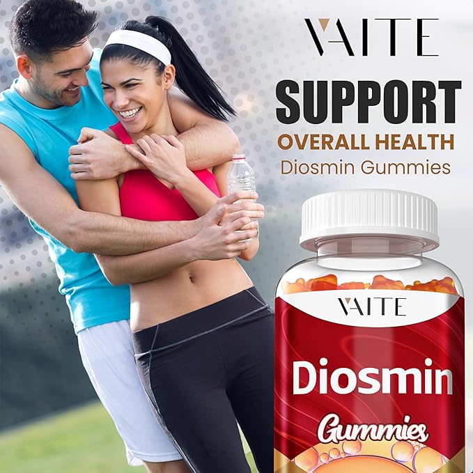 VAITE Diosmin 1000mg - Vein Support Supplements for Varicose Veins - Leg Health Supplement Formula Venous Optimizer Citrus Bioflavonoids Helps to Circulation for Legs Chews Gummy 60 Vegan Gummies