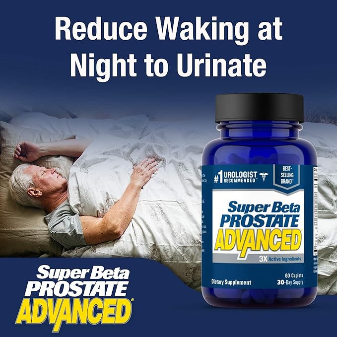 SUPER BETA PROSTATE Advanced – Reduce Bathroom Trips Promote Sleep Support Bladder Emptying. Prostate Supplement for Men with Beta Sitosterol not Saw Palmetto (180 Caplets 3-Pack)