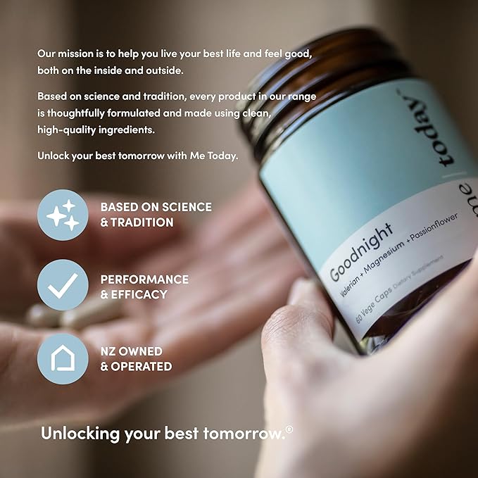 Me Today Goodnight Magnesium Sleep Aid Supplement –Supports Restful Sleep Calm &amp Relaxation – Vegan Magnesium for Muscle Relaxation &amp Calmness – 60 Servings