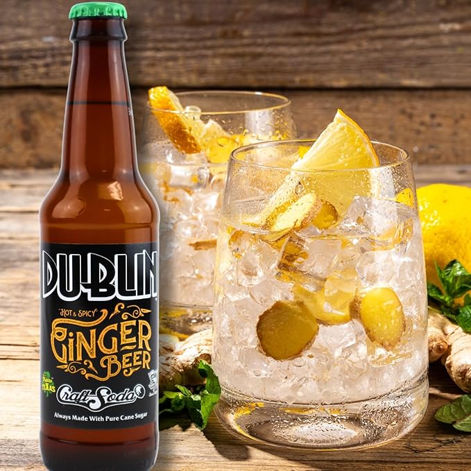 Dublin Bottling Works Craft Soda Pure Cane Sugar Made in Texas – Assorted 12-Pack – Premium Small-Batch Soda Gluten-Free Retro Artisanal Beverages (12 Pack GINGER Beer)