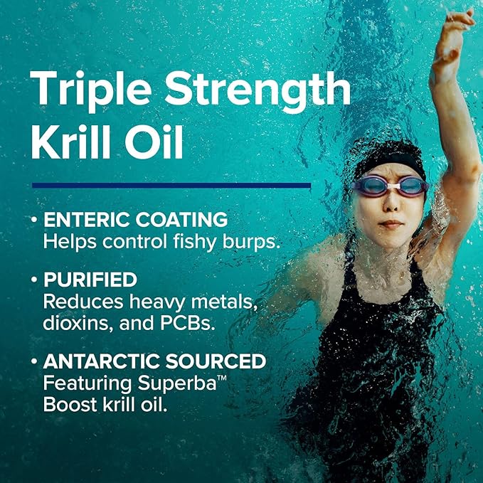 GNC Triple Strength Krill Oil Supplement 220mg EPA and DHA Omega 3s Supports Heart Brain and Joint Health Superior Absorption Antarctic Sourced Burpless 30 Softgels 30 Servings