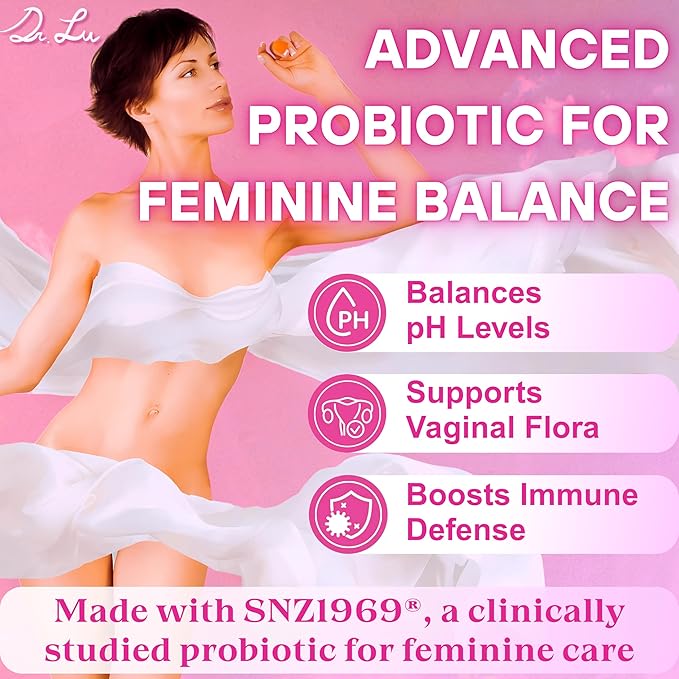 Dr. Lu Happy Girl Feminine Balance Gummies | Pineapple Gummies for Women pH Balance with Probiotics &amp Immune Support | Delicious &amp Naturally Flavored Sugar-Free Vegan - 60 Count