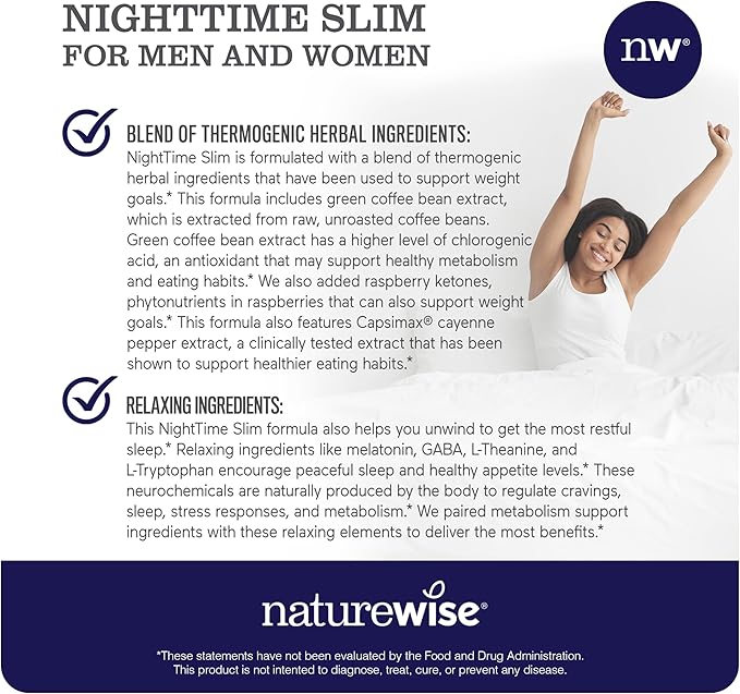 Naturewise [1] NighttimeSlim- Cayenne Green Coffee Bean GABA - 60 Capsules[30-Day Supply] + [1] Ashwagandha for Stress + GABA &amp L-Theanine - 60 Capsules[30-Day Supply]