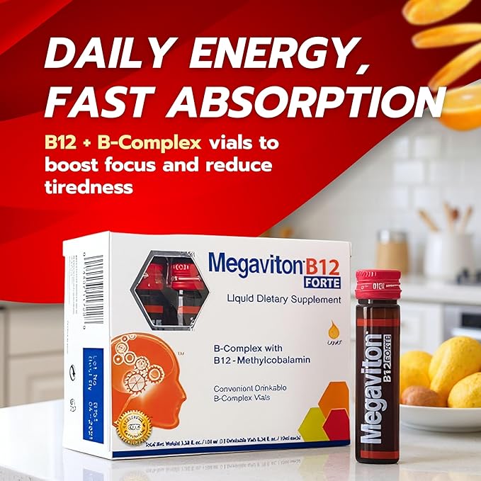 Vitamin B12 Methylcobalamin Liquid Forte 10 Drinkable Vials + Kenashi Vitamin C Effervescent Tablets with Zinc 1000mg Orange Flavor | Vitamin B12 Liquid Energy Boost