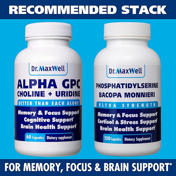 Alpha GPC 600mg + Uridine a Choline Enhancer. Better Than Alpha-GPC or Uridine Alone. Best Choline Source: 2in1 Soy Free No Fillers 60 Pills Acetylcholine Precursor