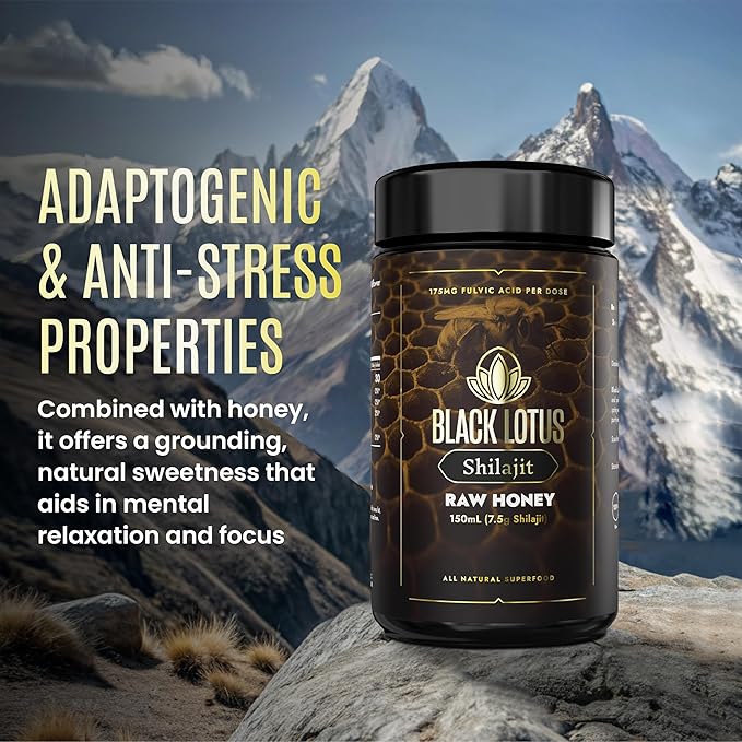 Black Lotus Pure Shilajit Resin Raw Honey Liquid Tincture 150ml 100% Pure Natural Shilajit for Men &amp Women Amino Acids 175mg Fulvic Acid 85 Ionic Trace Minerals For Immune Support Focus En