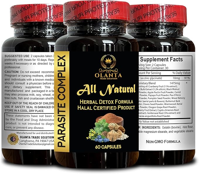 Parasite Complex - Advanced Natural Cleanse with Wormwood Cloves &amp Black Walnut - Digestive Health &amp Wellness Support - 1 Bottle - GMP-Certified Formula