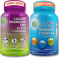 Bone Health &amp Gut Support Bundle – 3-in-1 Probiotic 50 Billion CFU Prebiotic and Digestive Enzymes + Plant-Based Calcium Magnesium Zinc D3 K2 &amp Organic Turmeric – Vegan Non-GMO Clean La