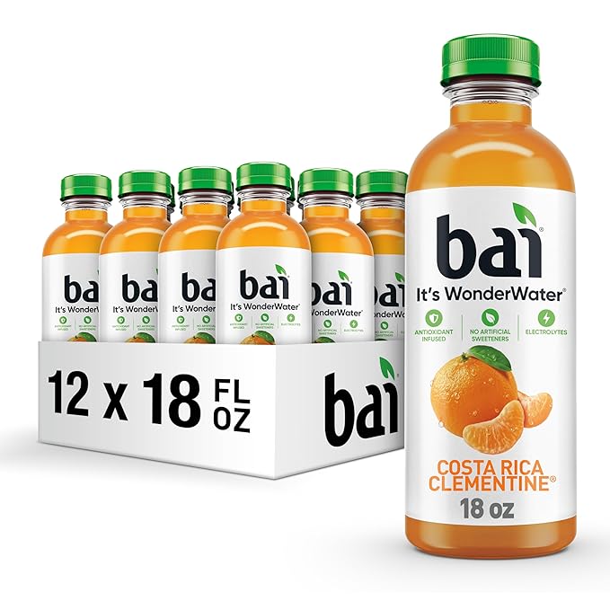 Bai Antioxidant Infused Water Beverage Costa Rica Clementine with Vitamin C and No Artificial Sweeteners 18 Fluid Ounce Bottle 12 Pack