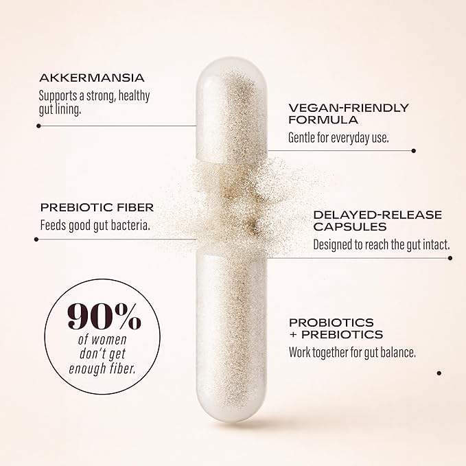 Aventus Women’s Daily Akkermansia + Prebiotic 10 Billion AFU 30 Vegan Capsules Supports Gut Lining Microbiome Balance &amp Digestive Health