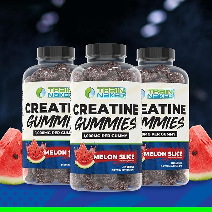Train Naked Labs Creatine Gummies | Gummy Creatine Chewables for Men &amp Women | 5g per Serving | Gluten Free &amp Vegan | 120 Gummies 24 Servings (Melon Slice)