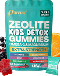 Zeolite Kids Gummies 9-in-1 with Zeolite Omega-3 Magnesium Elderberry Vitamin C Milk Thistle Vitamin D3 Zinc B12 – Sugar-Free (60 Gummies – Mixed Berry Flavor)