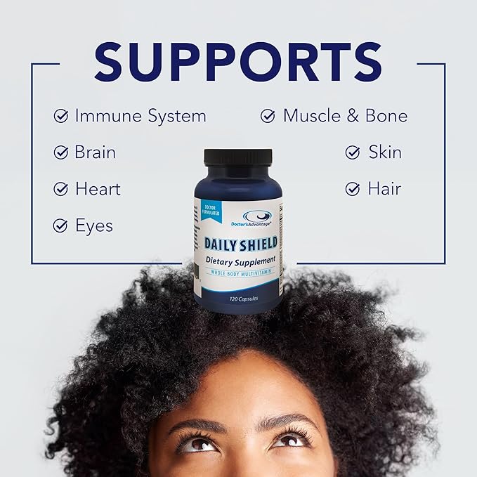 Doctor's Advantage Daily Shield Multivitamin - 120 Capsules 30-Day Supply - Antioxidant Supplements with Green Tea Extract and Bilberry for Overall Health and Vitality
