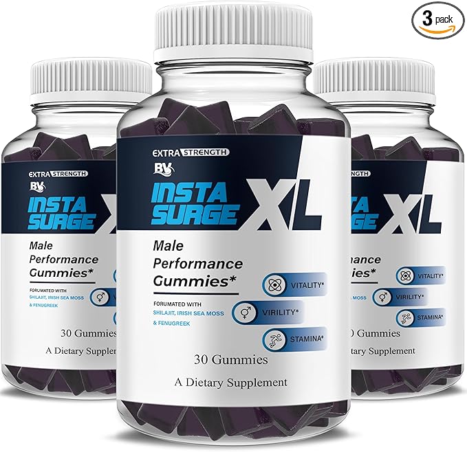 BLUE VIBE Insta Surge XL Performance Gummies InstaSurgeXL Advanced Overall Health and Daily Natural Performance Formula Supplement InstaSurge XL Maximum Support (3 Pack - 90 Gummies)