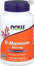 Now Foods D-Mannose 120 Caps 500 mg (Pack of 3)